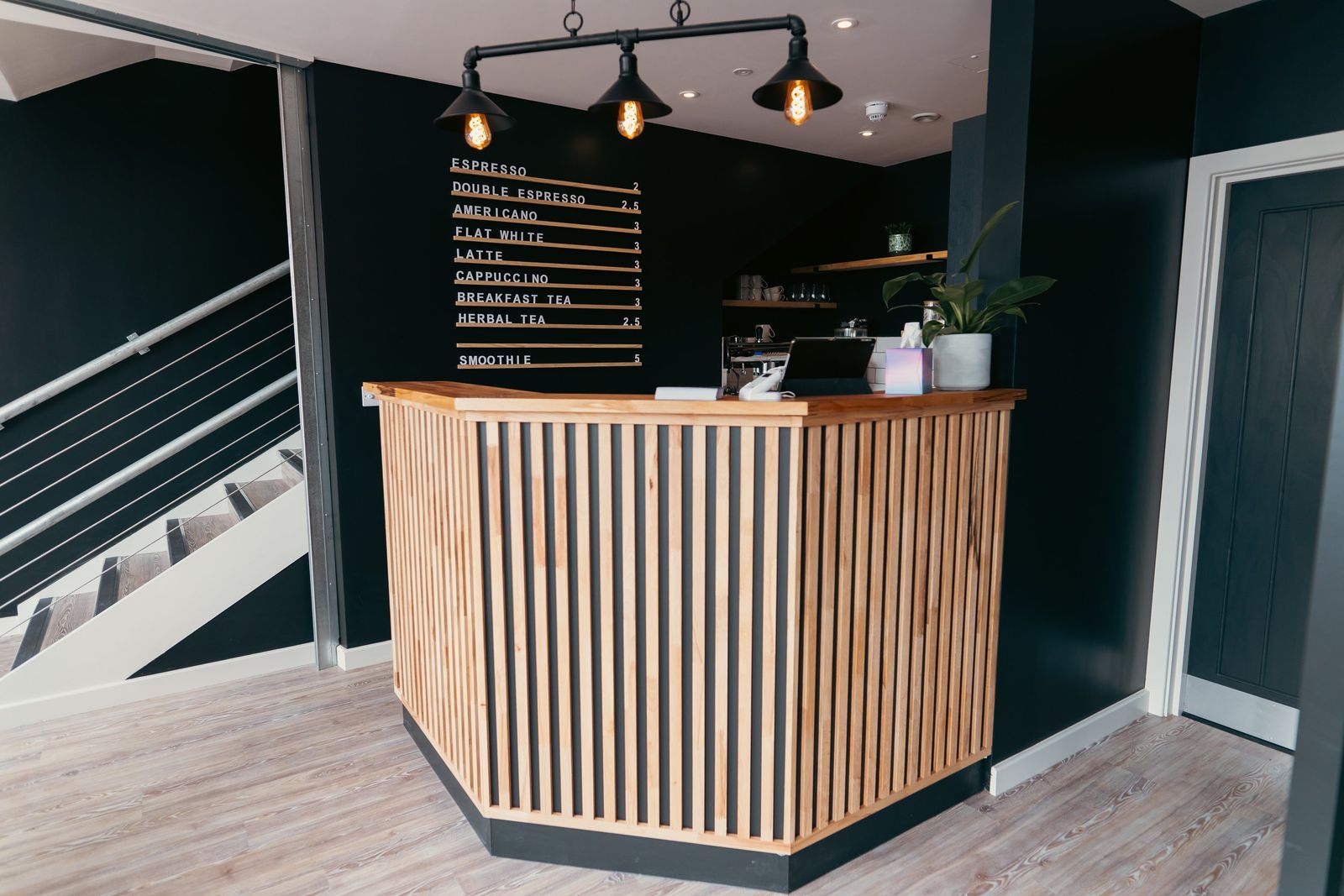 Reception and the coffee bar.